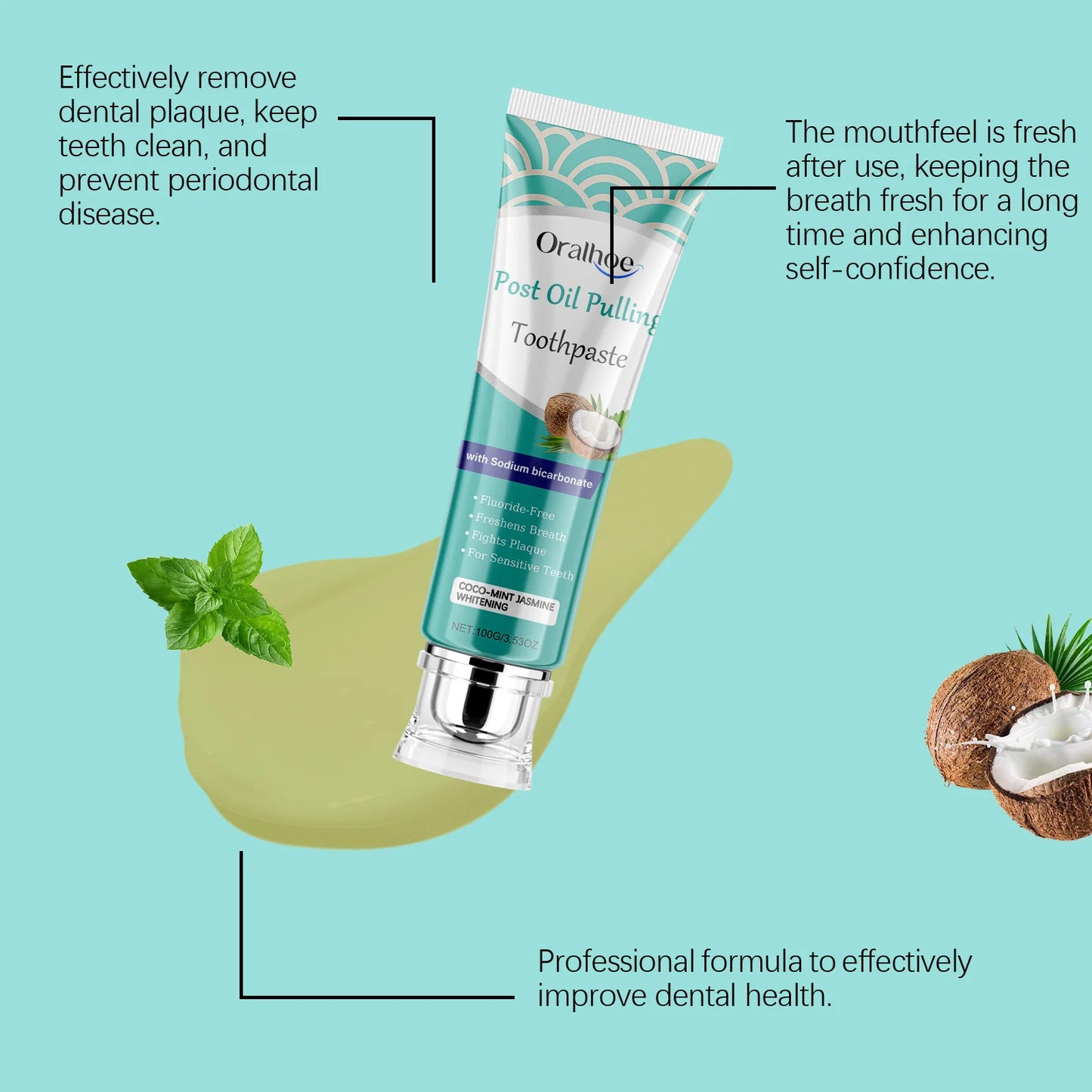 Oralhoe Coconut Oil Whitening Toothpaste – Plaque & Gum Care