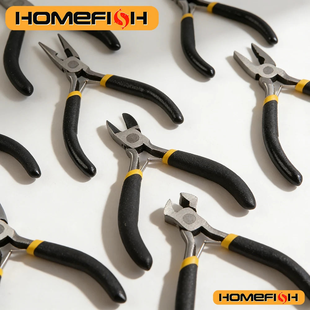 1Pcs Portable Durable Carbon Steel Forging Jewellery Pliers Light Weight Mini Pliers Hand Tools Round Flat Long Nose Pliers Peaceful Pleasures Health and Wellness