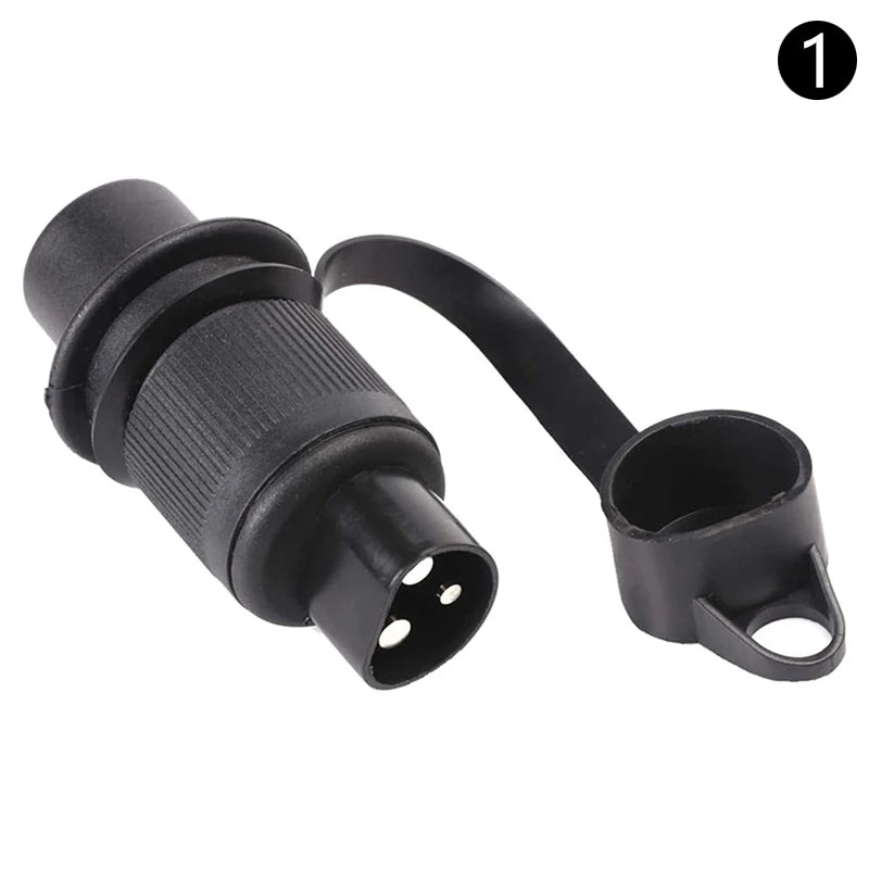 3-Pin Round Trailer Connector Plug & Socket 12V – RV Caravan Truck