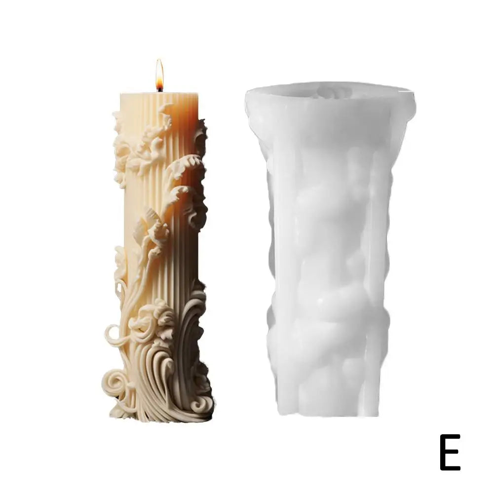 Roman Column Silicone Candle Mold – 5 European Cylinder Styles Silicone Candle Mold Peaceful Pleasures Health and Wellness E One Size