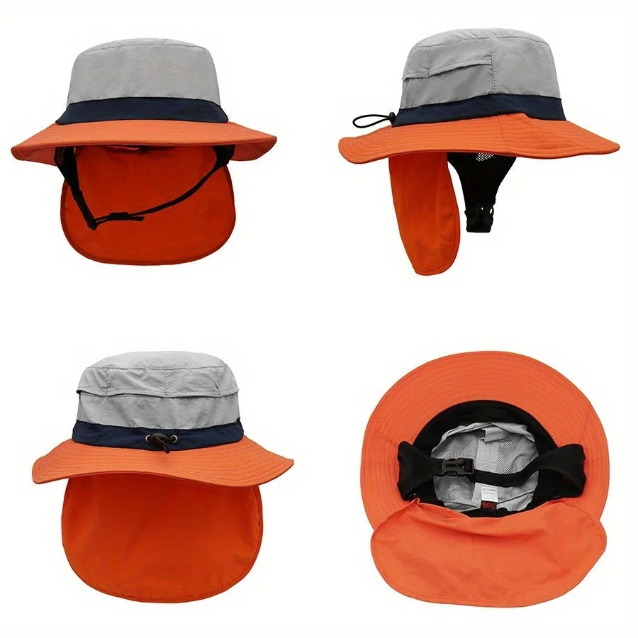 UPF 50+ Wide Brim Sun Hat | Fishing Safari Bucket Hat Neck Flap