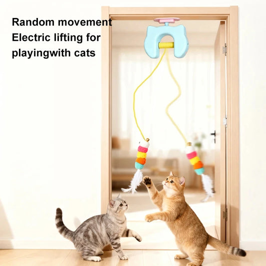 New Electric Cat Toy with 2 Ropes Smart Hanging Door Auto Swing Feather Toy for Self-Entertainment and Cat Teasing Peaceful Pleasures Health and Wellness
