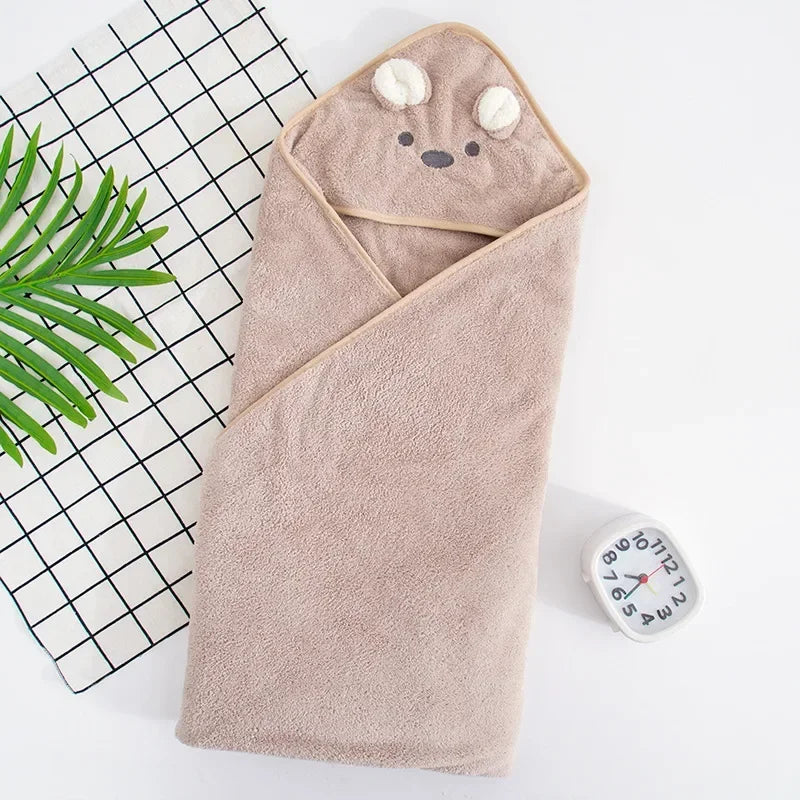 Hooded Baby Bath Towel | Soft Velvet Newborn Swaddle Blanket