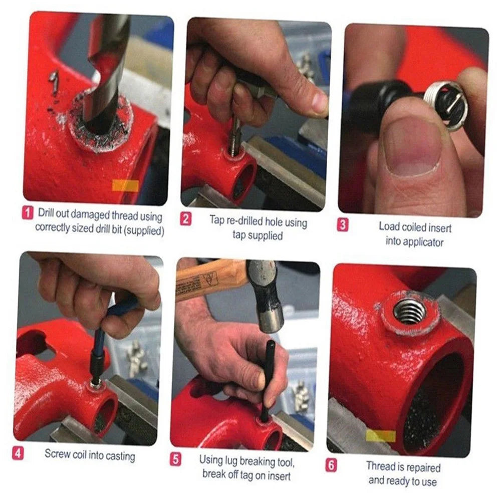 30-Pc Metric Thread Repair Insert Kit M3–M11 Steel Coil Tool