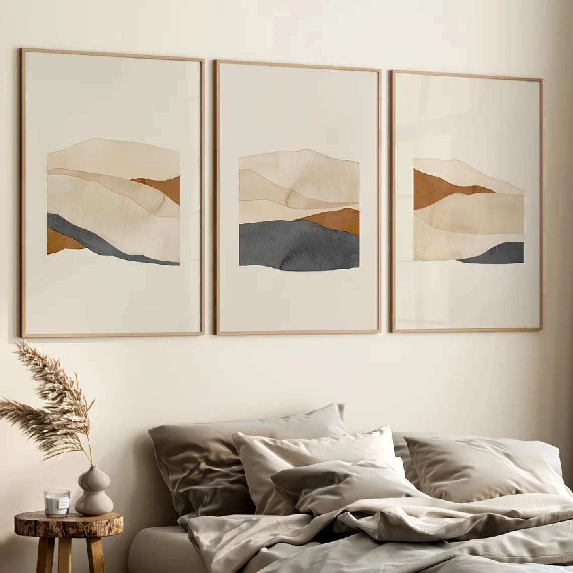 3-Piece Vintage Desert Earth Tone Abstract Canvas Wall Art Set