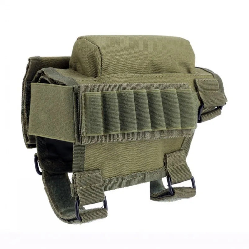 Cartridge Bag Tactical 2-in-1 gun holderTactical Buttstock Shotgun Rifle Stock Ammo Portable Pouch Molle Cartridge Holder Gun Peaceful Pleasures Health and Wellness Green color