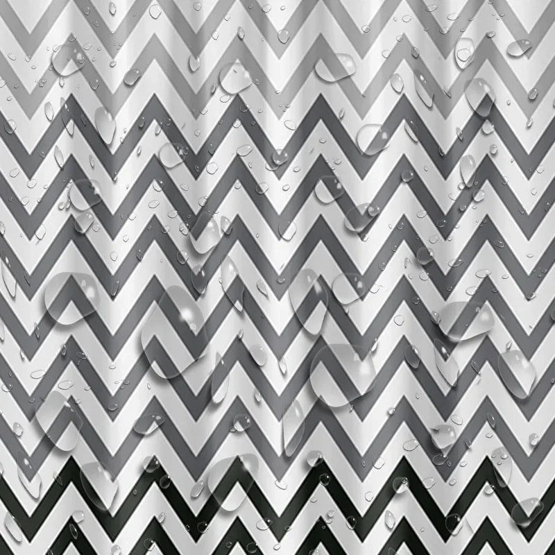 Modern Chevron Shower Curtain – Black & White Waterproof PEVA