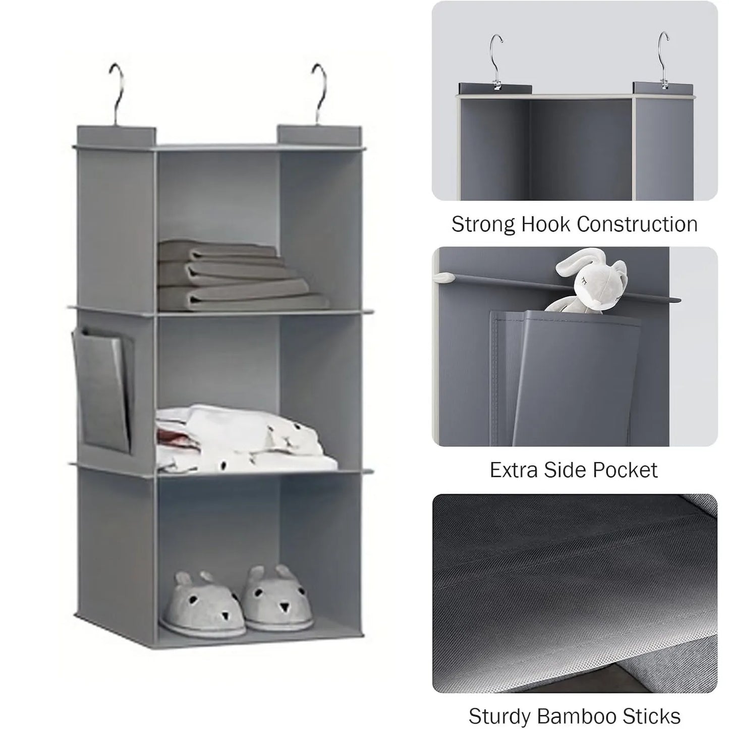 Hanging Closet Organizer and Storage, Foldable 6-Shelf Closet Hanging Storage Shelves with 2 Hooks for Shoe Cap Clothes Pants Peaceful Pleasures Health and Wellness