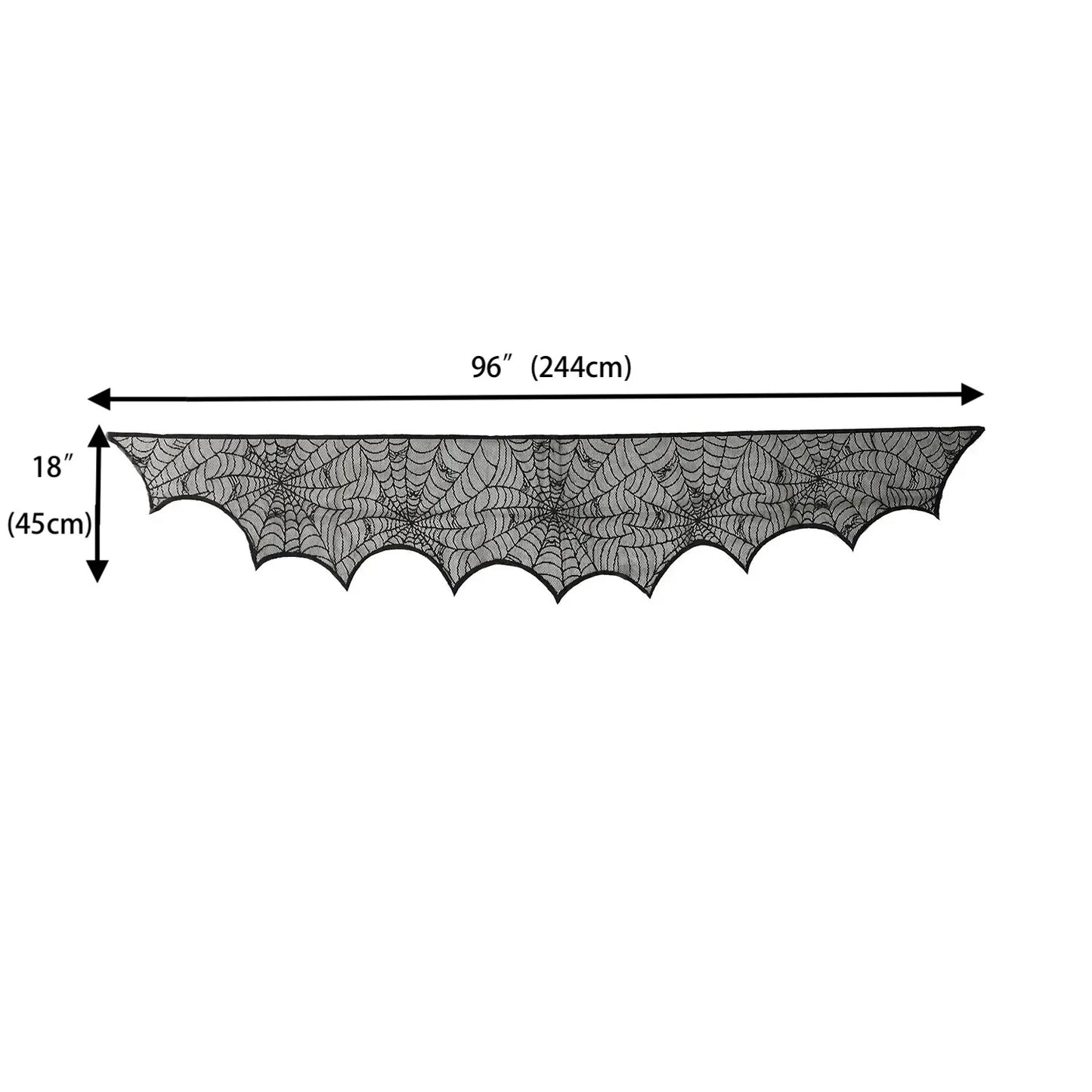 Halloween Black Lace Tablecloth – Spider Web & Bat Table Cover