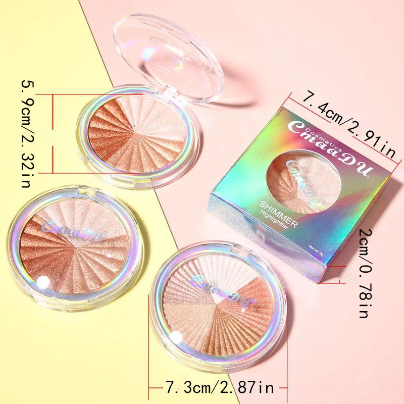 5-in-1 Highlighter Powder Palette - Long-Lasting, Easy-to-Apply, Shimmery Effect for Contouring and Brightening All Skin Tones w Peaceful Pleasures Health and Wellness