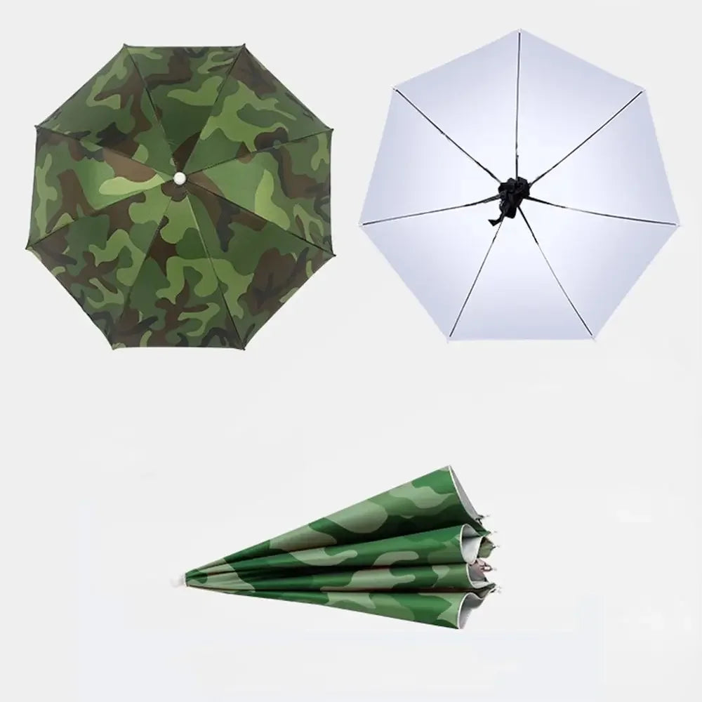 Hands-Free Umbrella Hat – Foldable Sun & Rain Head Umbrella
