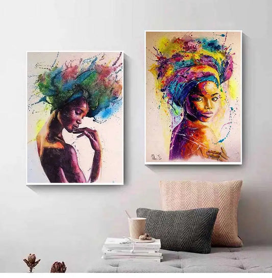 Posters And Prints Abstract African Girl Canvas Paintings On The Wall Art Pictures Decor Black Woman Graffiti Peaceful Pleasures Health and Wellness