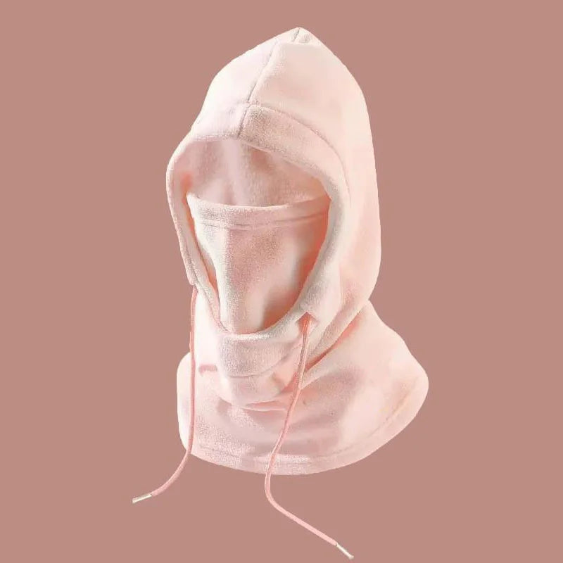 1PC Winter Fleece Neck Warmer Balaclava, Adjustable Drawstring Hood, Lightweight Soft Unisex Ski Mask for Cycling Outdoor Sports Peaceful Pleasures Health and Wellness Pink