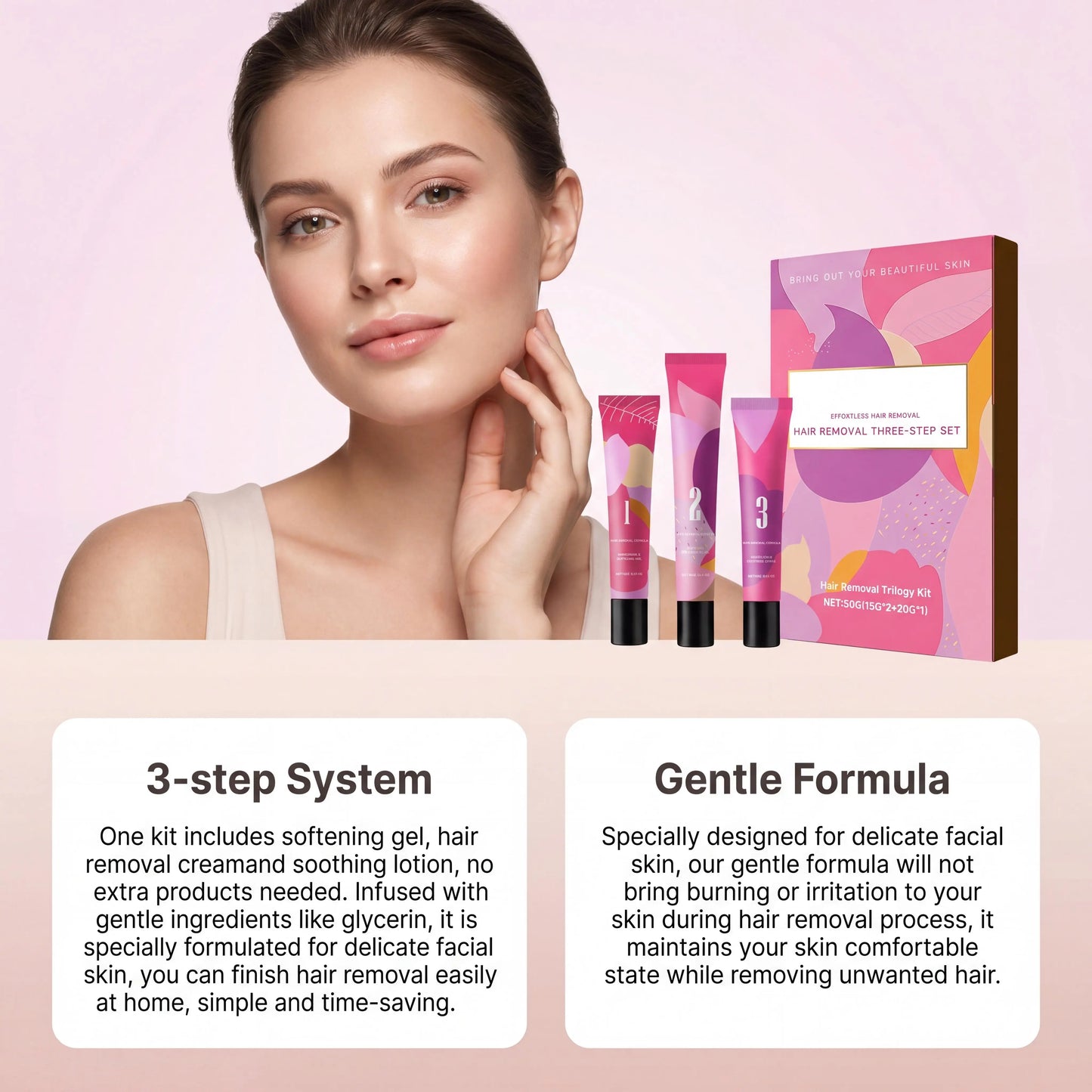Painless Hair Removal Cream Kit – Face & Body Depilatory