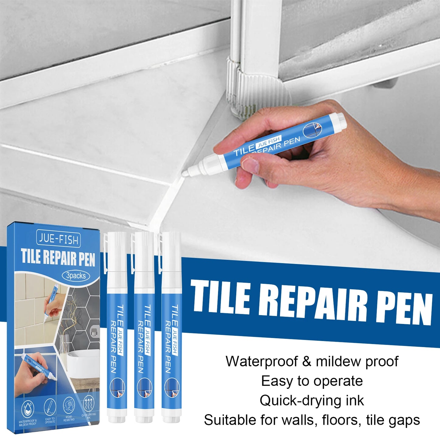 3-Pack Tile Grout Repair Pen – Waterproof & Quick Dry
