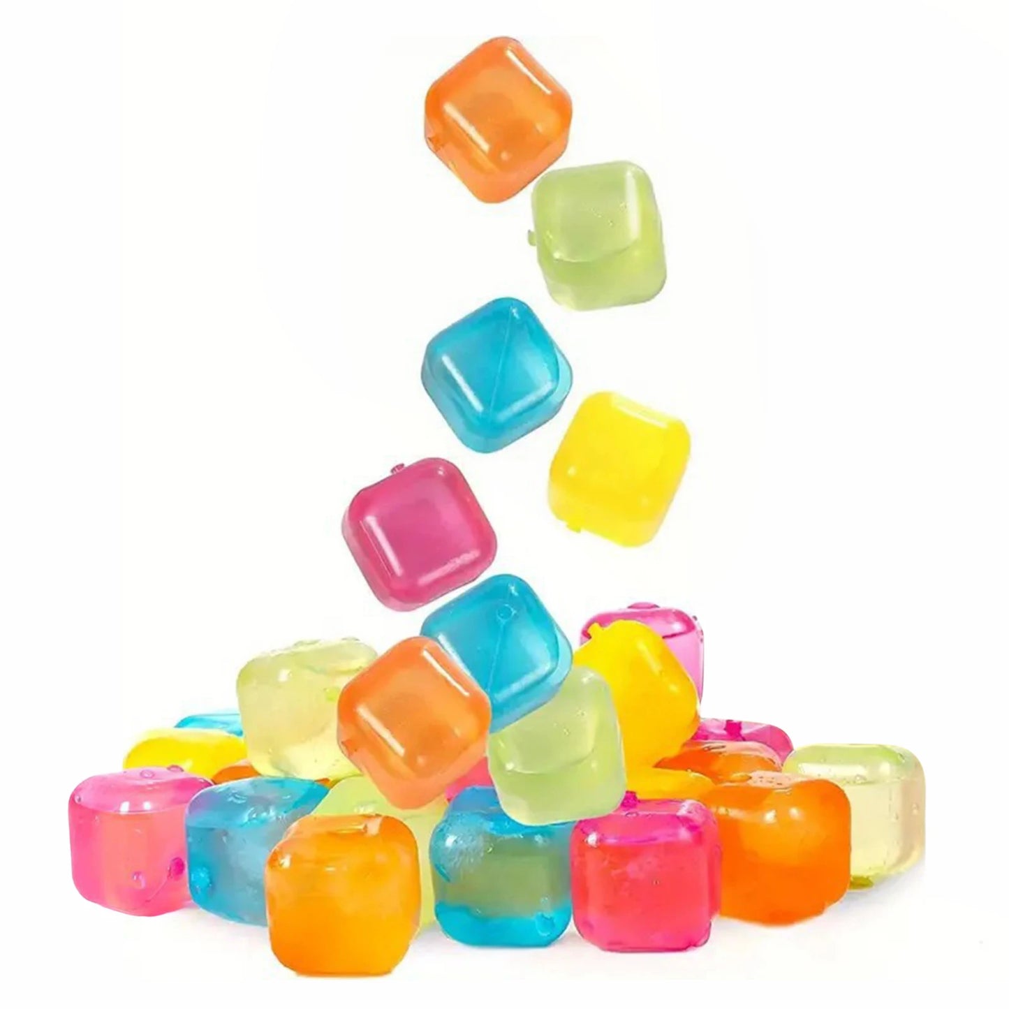 24 Pack Reusable Ice Cube Food Grade Refreezable Plastic Ice Cubes No Dilution for Pool Parties Picnic & Camping Home Bar Peaceful Pleasures Health and Wellness Multicolor