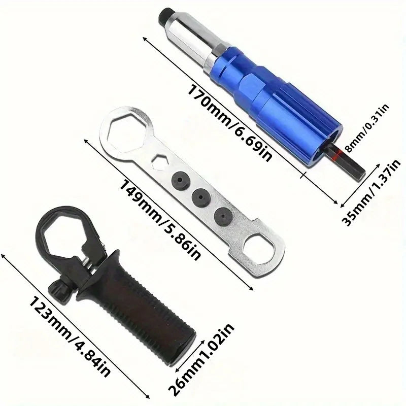 Electric Rivet Gun Drill Adapter 2.4–4.8mm | Cordless Riveting Tool Peaceful Pleasures Health and Wellness