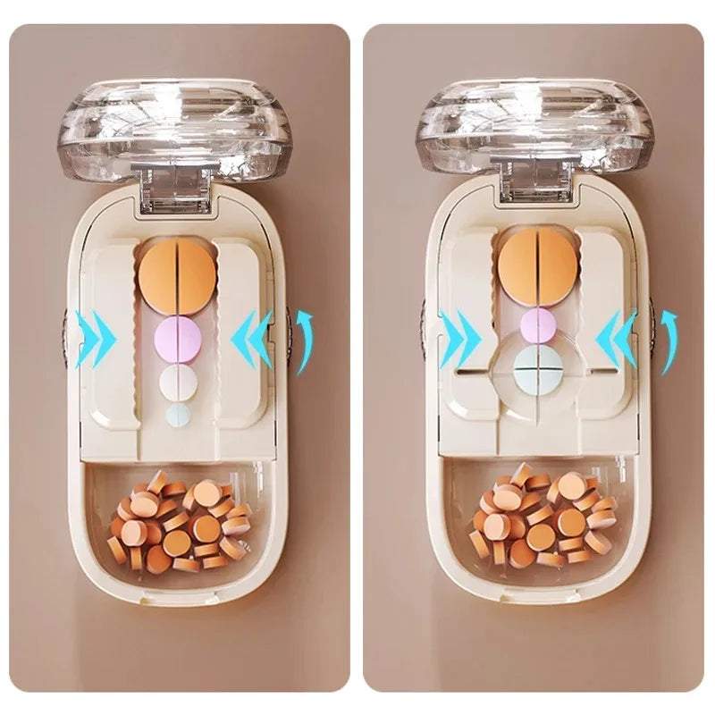 Multi-functional Pill Cutter Quartering 1/4 1/2 1/3 Pill CutterStorage Box Portable Drug Tablet Medicine Dustproof Divider Peaceful Pleasures Health and Wellness