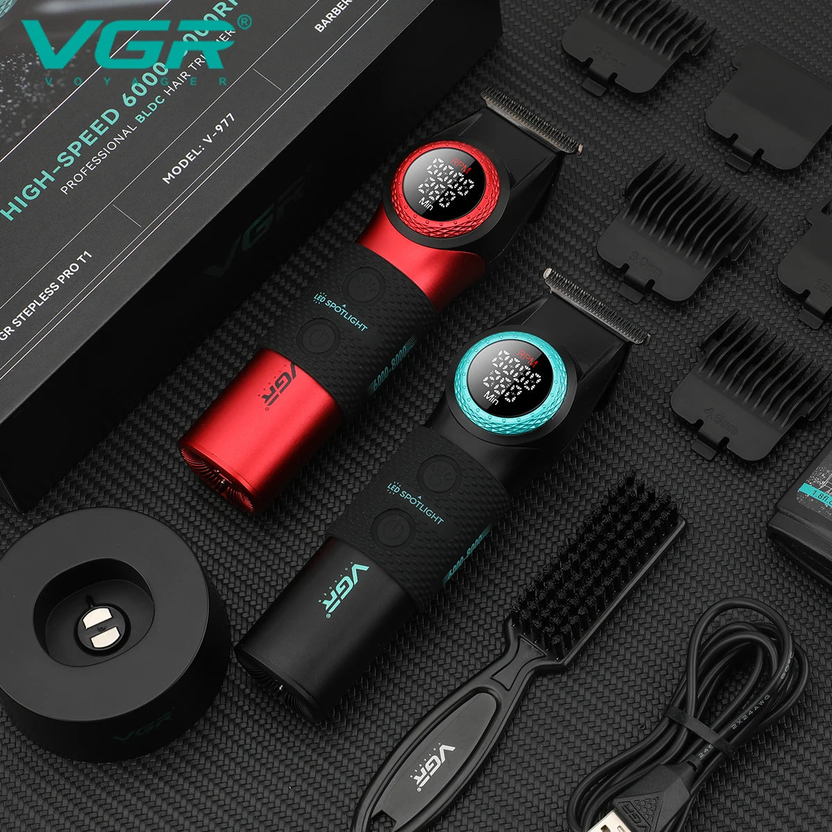 VGR Hair Trimmer Professional USB Hair Clipper Rechargeable Cordless Haircut LED DISPLAY Electric BLDC Motor Trimmer for V-977 Peaceful Pleasures Health and Wellness