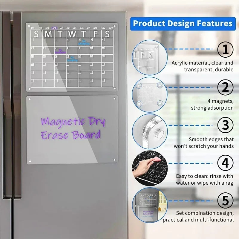Fridge Magnet Sticker Clear Acrylic Calendar Weekly Planner Magnetic Schedule Reusable Board Fridge Message Menu Gadgets Peaceful Pleasures Health and Wellness