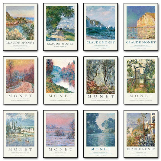 Claude Monet Abstract Landscape Canvas Wall Art | Unframed Print Canvas Wall Art Print Peaceful Pleasures Health and Wellness