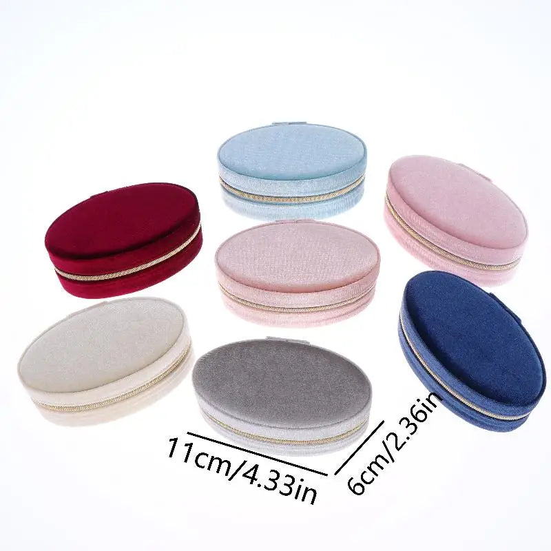 Mini Velvet Jewelry Box Oval Shape for Storage of Rings Earrings Bracelets Luxury Organizer for Home or Travel Peaceful Pleasures Health and Wellness