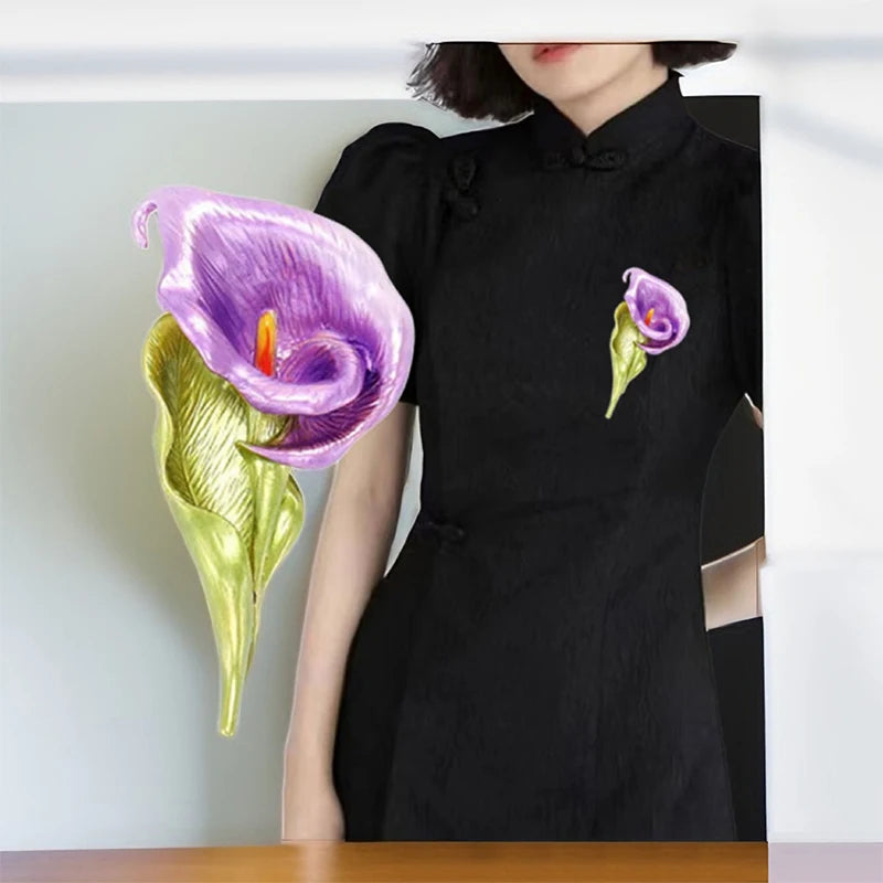 Lily Flower Enamel Brooch Pin – 4 Colors | Women & Unisex Enamel Brooch Pin Peaceful Pleasures Health and Wellness A4