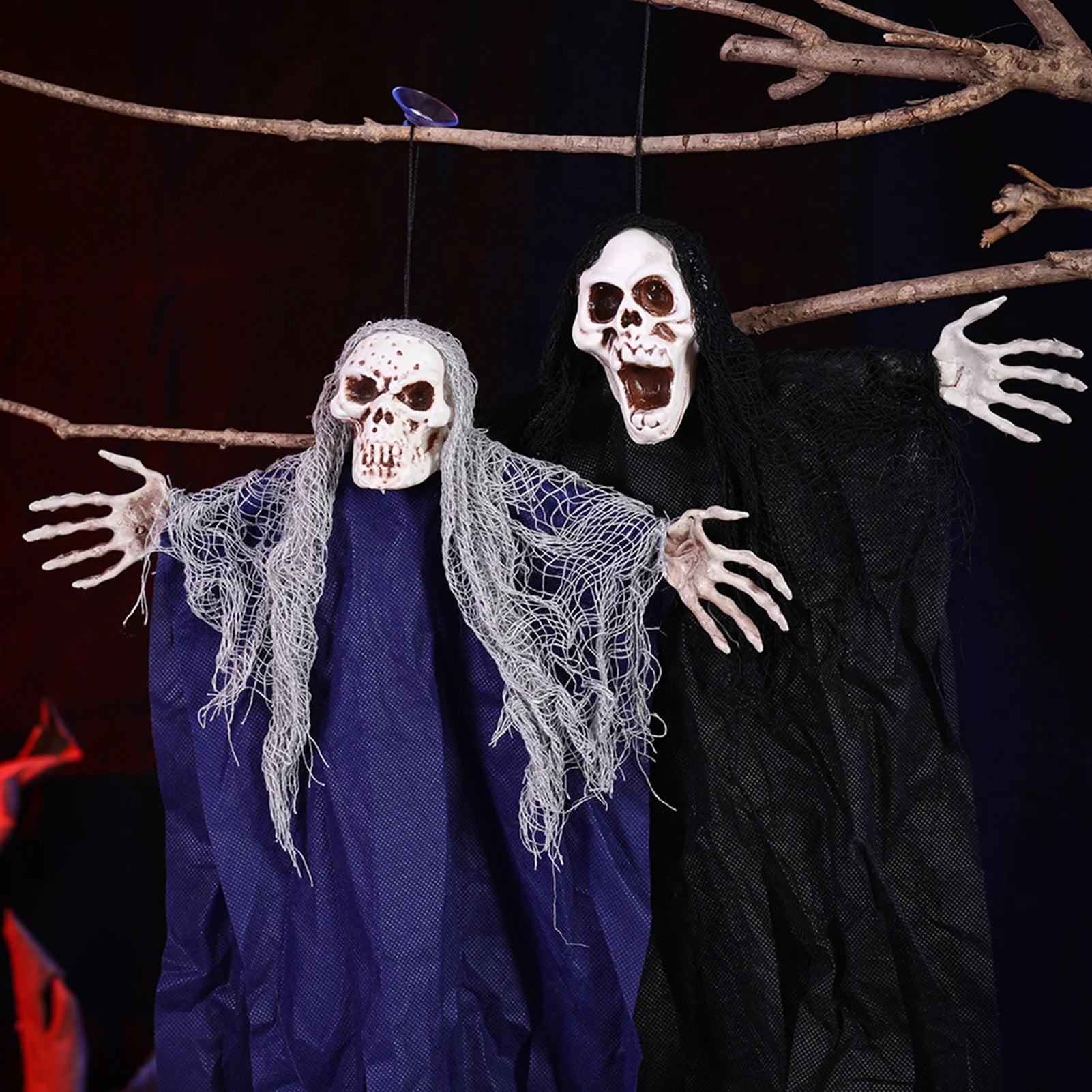 Scary Hanging Skeleton Ghosts Halloween Horror Scary Ghosts Props for Outdoor Porch Patio Tree Peaceful Pleasures Health and Wellness