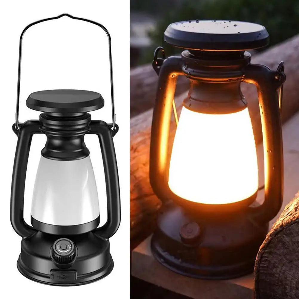 Vintage Rechargeable LED Camping Lantern | Hanging Garden Lamp