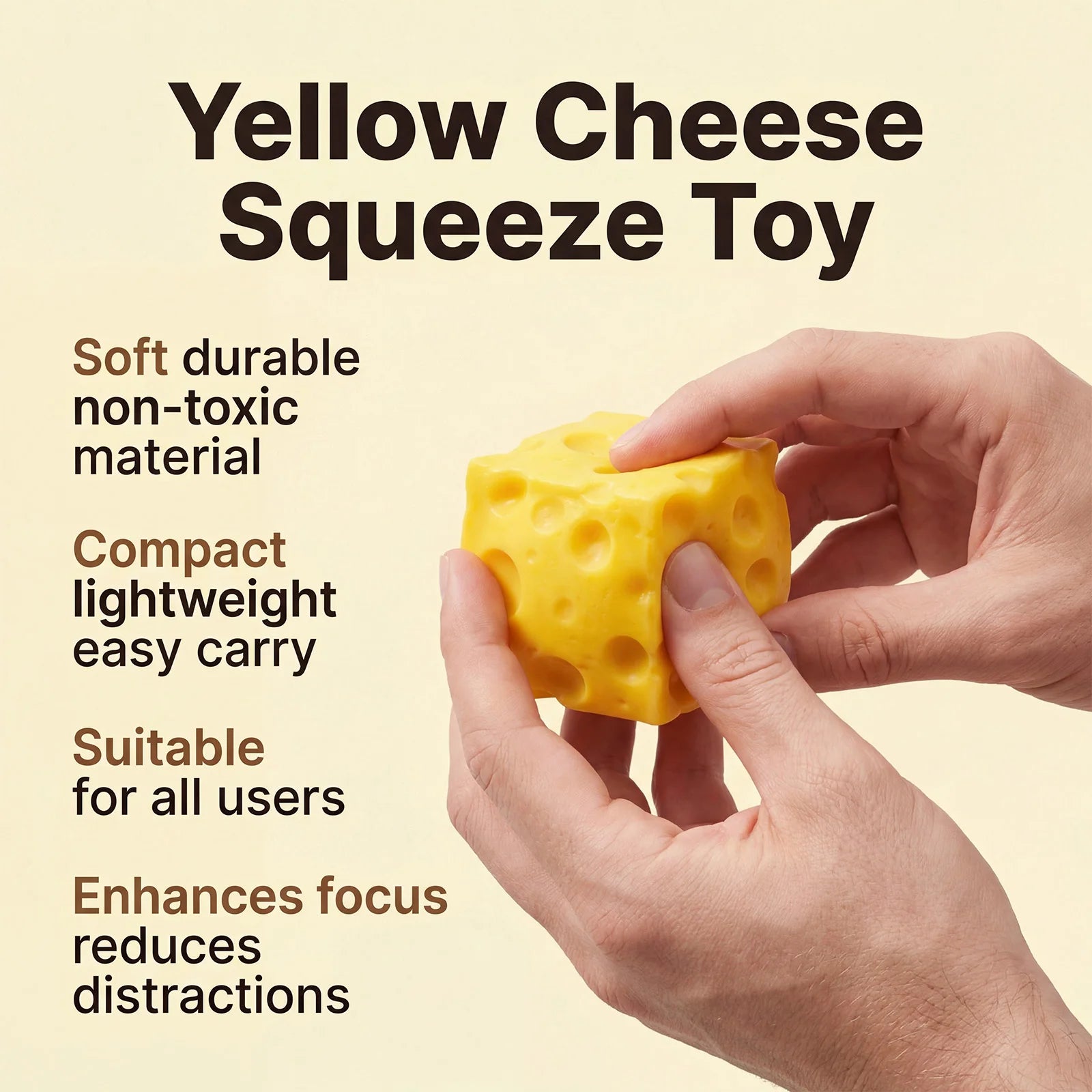 Squishy Cheese Squeeze Toy Relieve Anxiety Stress Ball Simulated Food Adult Kid Friendly Soften Shapeable Fingertip Sensory Toys Peaceful Pleasures Health and Wellness