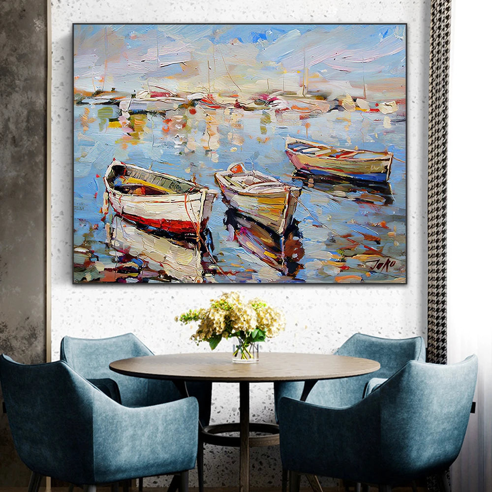 Retro Sailing Boat Canvas Wall Art | Abstract Sea Landscape Print