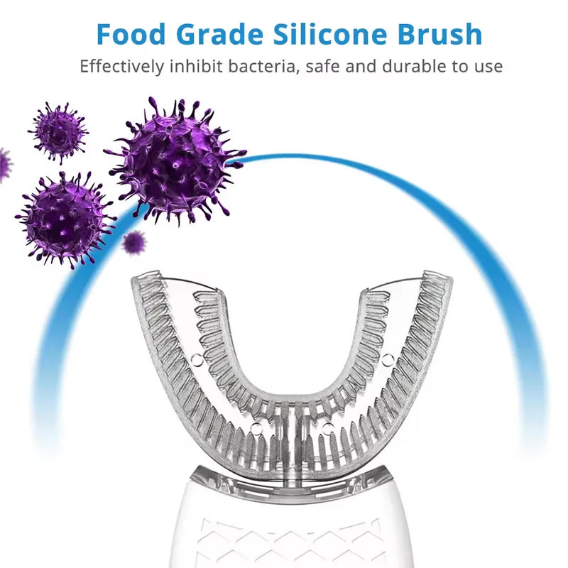 Electric Toothbrush Adults U Shaped Toothbrushes for Teeth Whitening 360° Mouth Cleansing Hands Free Gums Protection Waterproof Peaceful Pleasures Health and Wellness