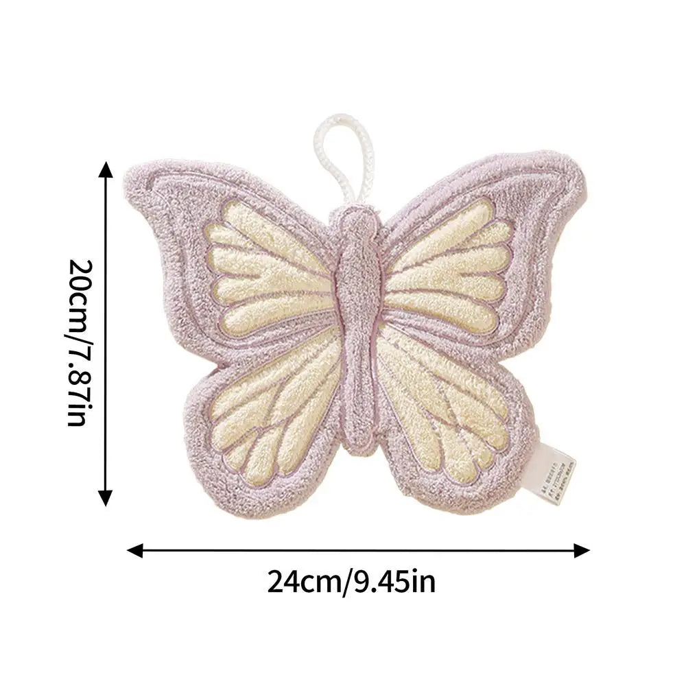 Butterfly Hand Towels – Soft Absorbent Coral Fleece Hanging Towel