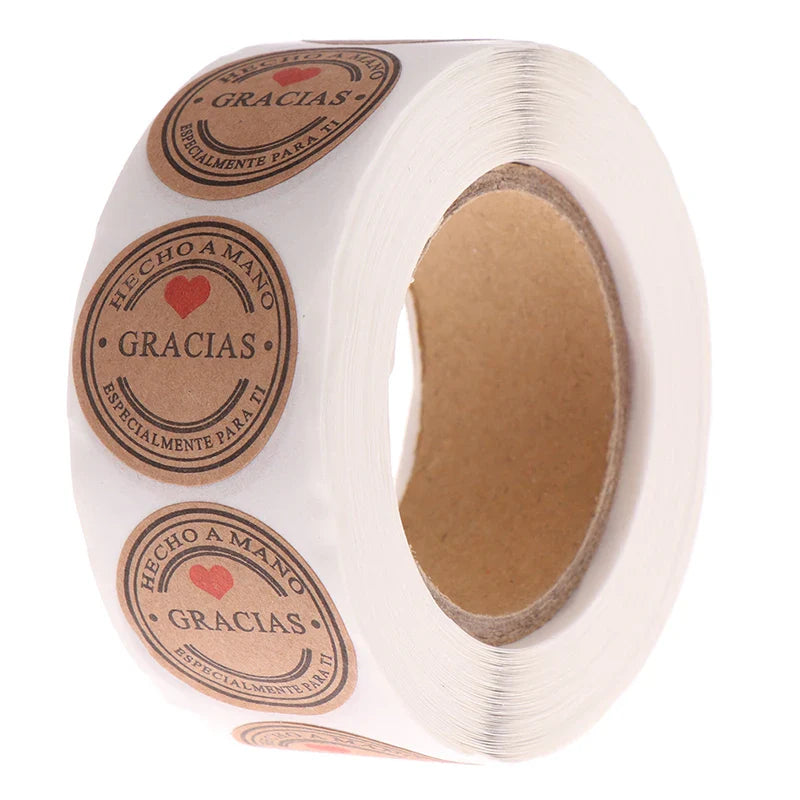 500pcs Kraft Gracias Thank You Stickers – Scrapbooking Labels