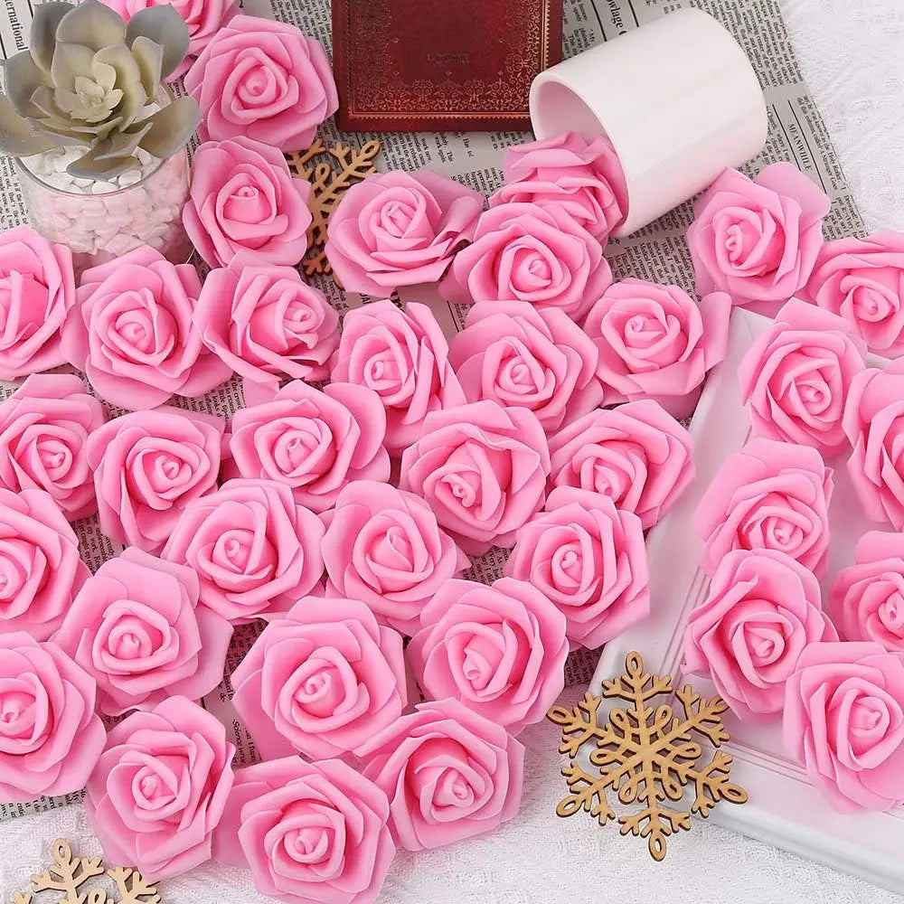 40/80 Pcs Artificial Foam Rose Flowers – Wedding & Home Decor