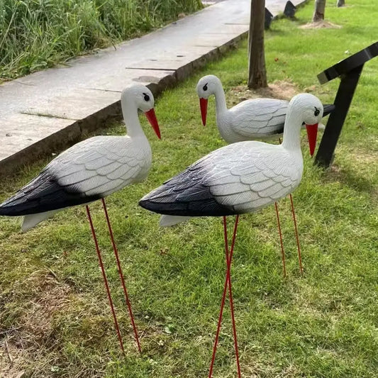 1/2pcs Simulation Of White Crane Courtyard Decoration Outdoor Craft Home Garden Pool Courtyard Exquisite Bird Statue Landscape Peaceful Pleasures Health and Wellness