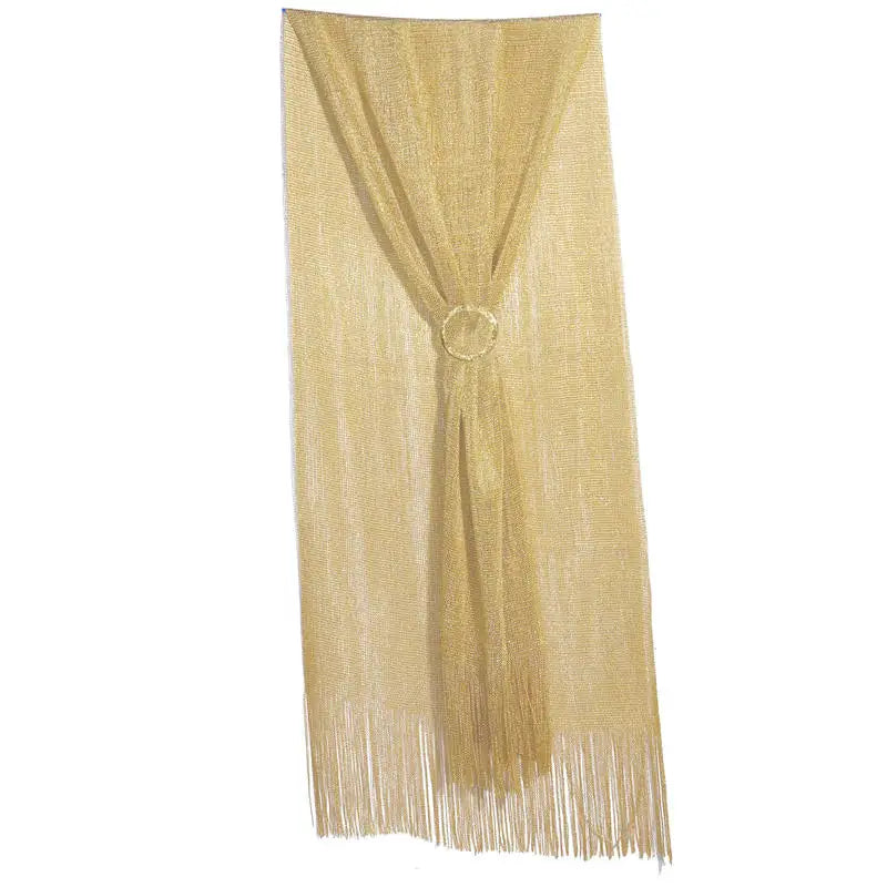 Ladies' Decorative Shawl Gold And Silver Silk Beach Play Tassel Scarf With Buckle Dinner Party Dance Party Wedding Attire Peaceful Pleasures Health and Wellness