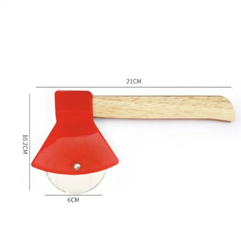 Stainless steel Pizza Cutter Kitchen Restaurant pizza axel tool Axe Pizza Cutter with Bamboo Handle and Sharp Rotating Blade Peaceful Pleasures Health and Wellness