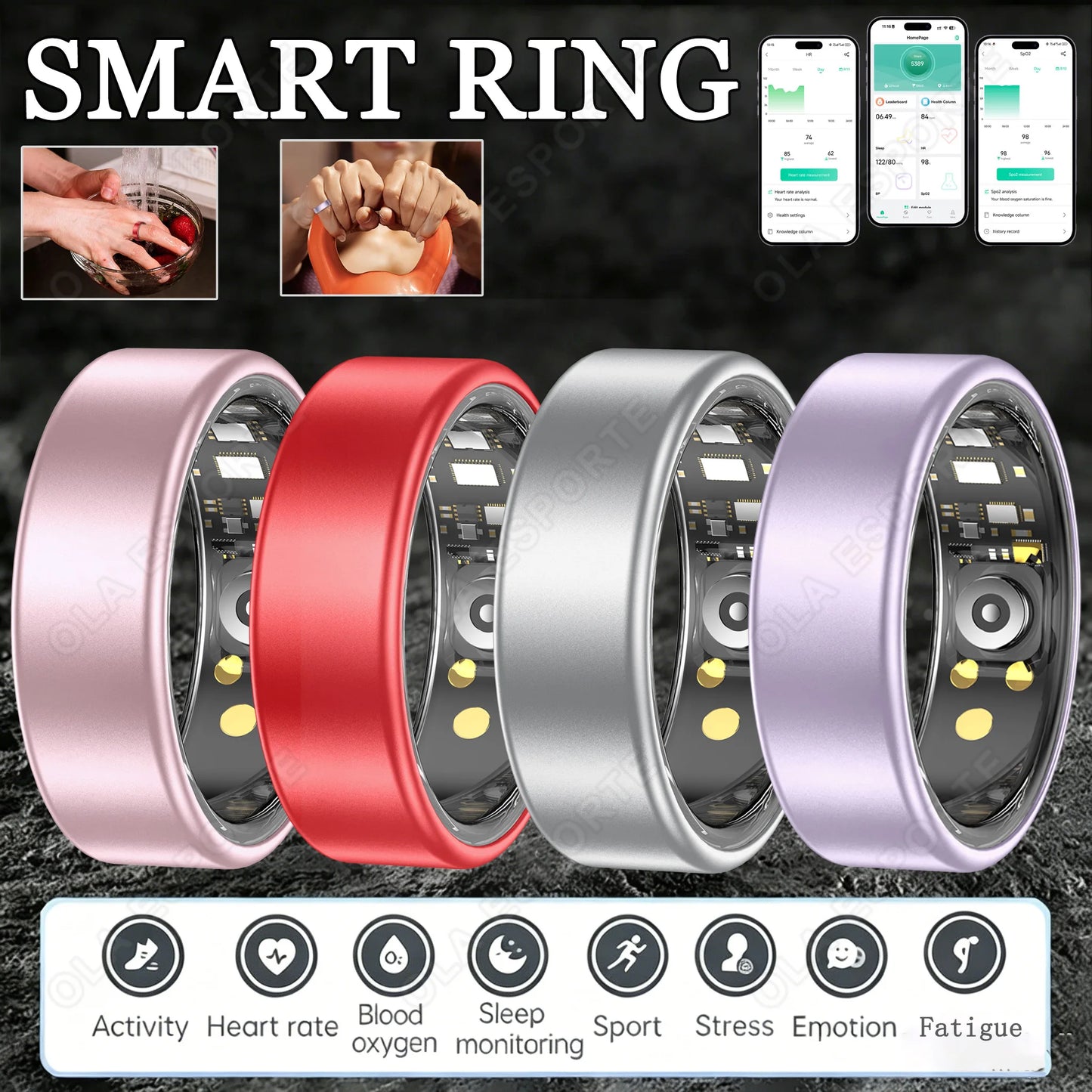 New Smart Ring Waterproof Health Monitor Smartring Take Photo Exercise Record Bluetooth Ring Birthday Gift Men Women Peaceful Pleasures Health and Wellness