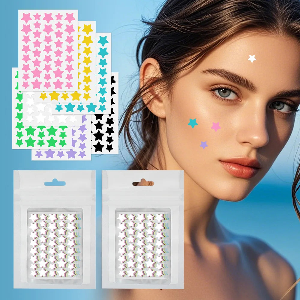 120pcs/280pcs Star Colorful PE Pimple Patches Cute Star Shaped Pimple Cover Sticker Invisible Pimple Cover Removal Pimple Patch Peaceful Pleasures Health and Wellness