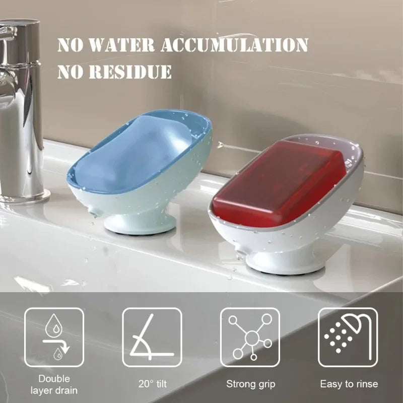 1Pcs Bathroom Soap Dishes Holder Self Draining Soap Box with Super Suction Portable Soap Container for Bathroom Accessories Peaceful Pleasures Health and Wellness