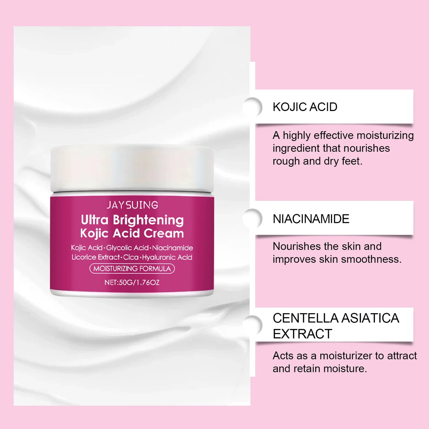 Kojic Acid Brightening Face Cream | Hyaluronic Acid & Licorice