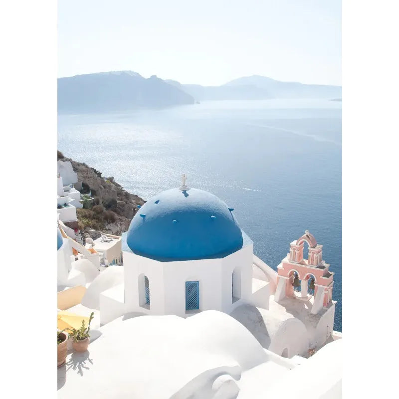 Santorini Greece Canvas Wall Art | Aesthetic Travel Poster