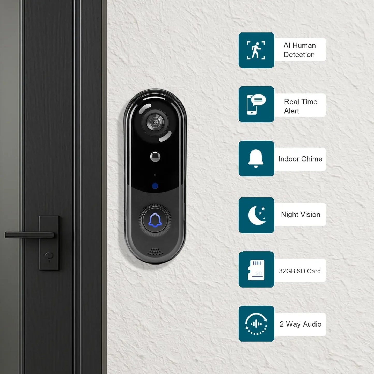 Wireless 2K Doorbell Camera with Night Vision, Motion Detection, Two-Way Audio, and Cloud Storage for Home Security Peaceful Pleasures Health and Wellness