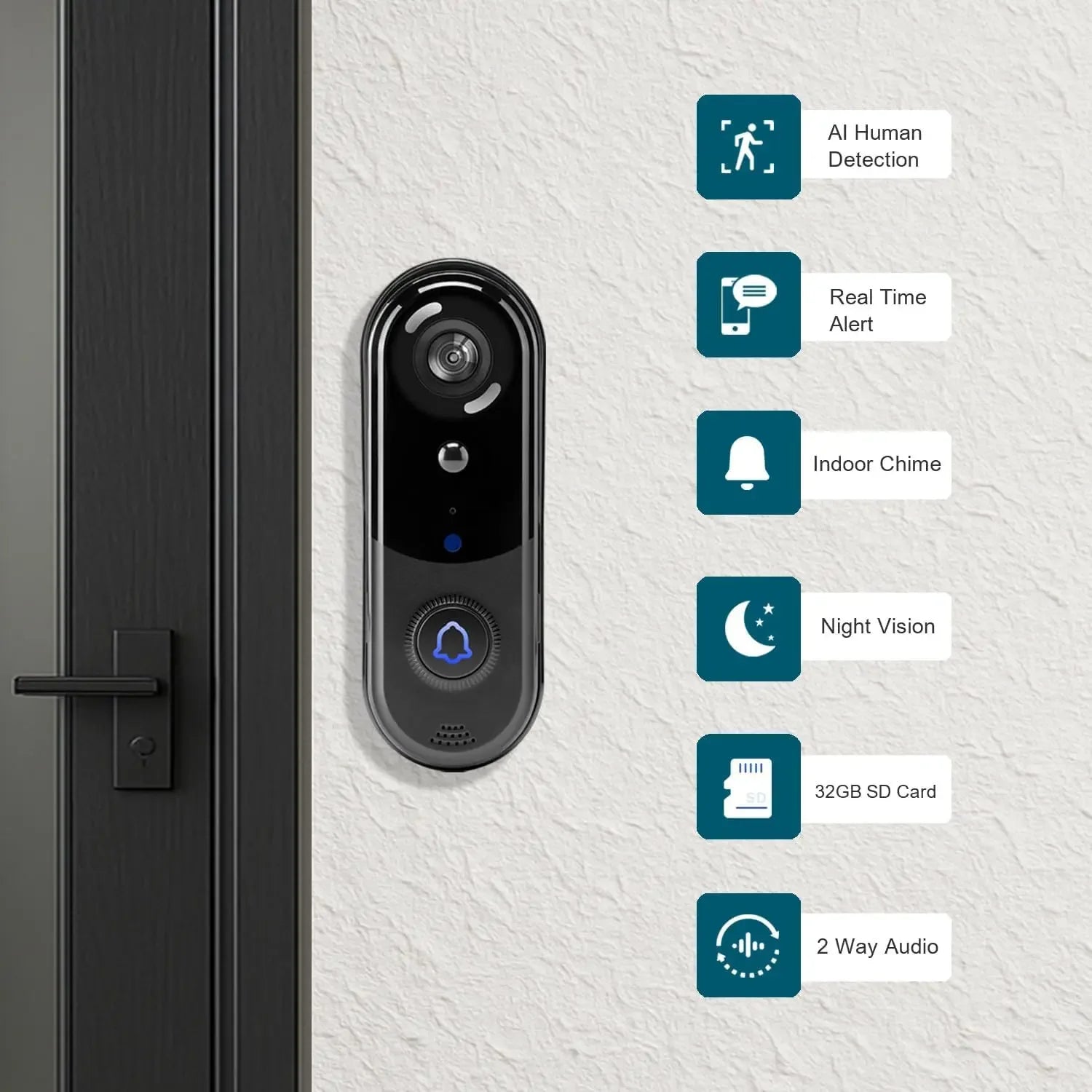 Wireless 2K Doorbell Camera with Night Vision, Motion Detection, Two-Way Audio, and Cloud Storage for Home Security Peaceful Pleasures Health and Wellness