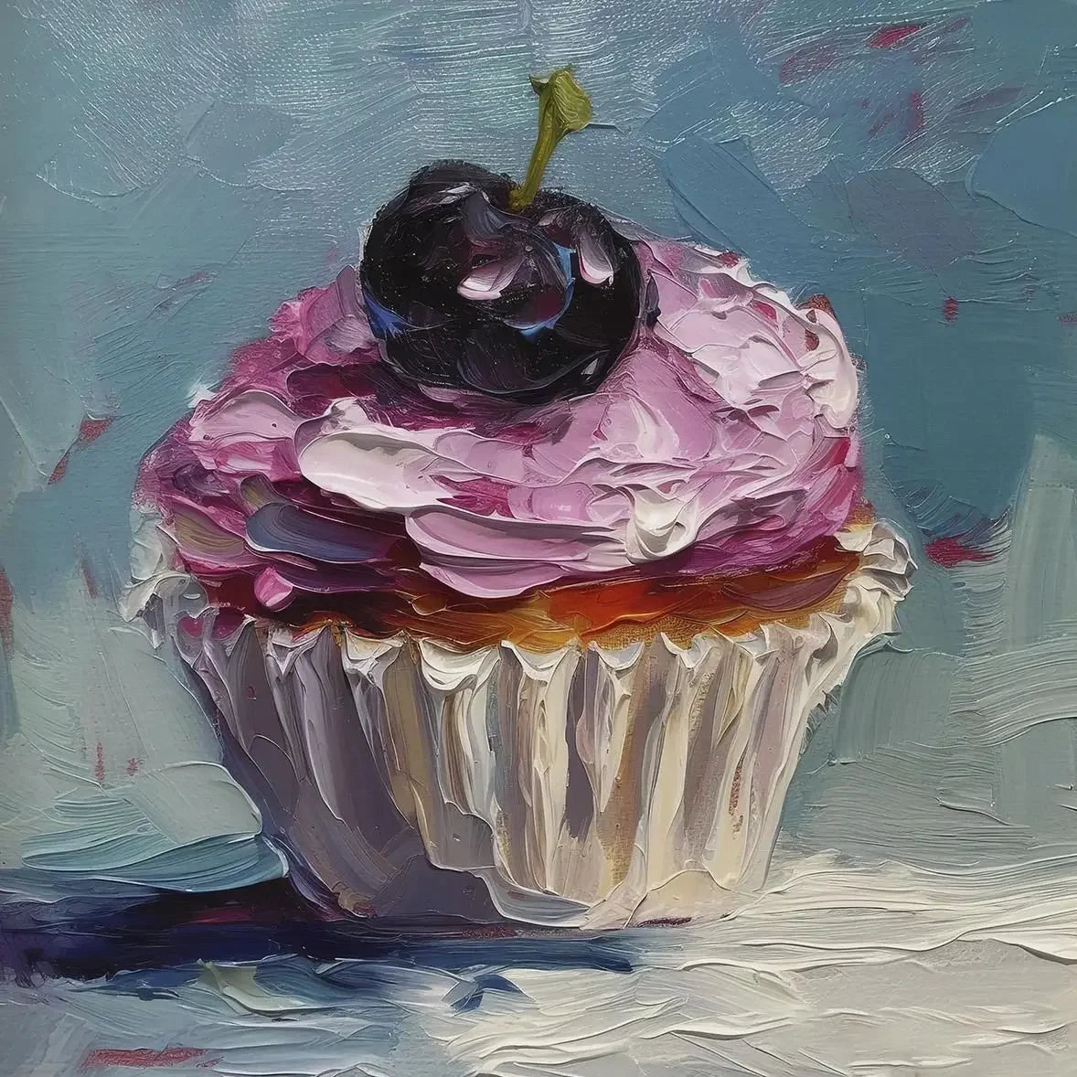 Retro Dessert Cupcake Cake Canvas Wall Art | Kitchen Bakery Decor