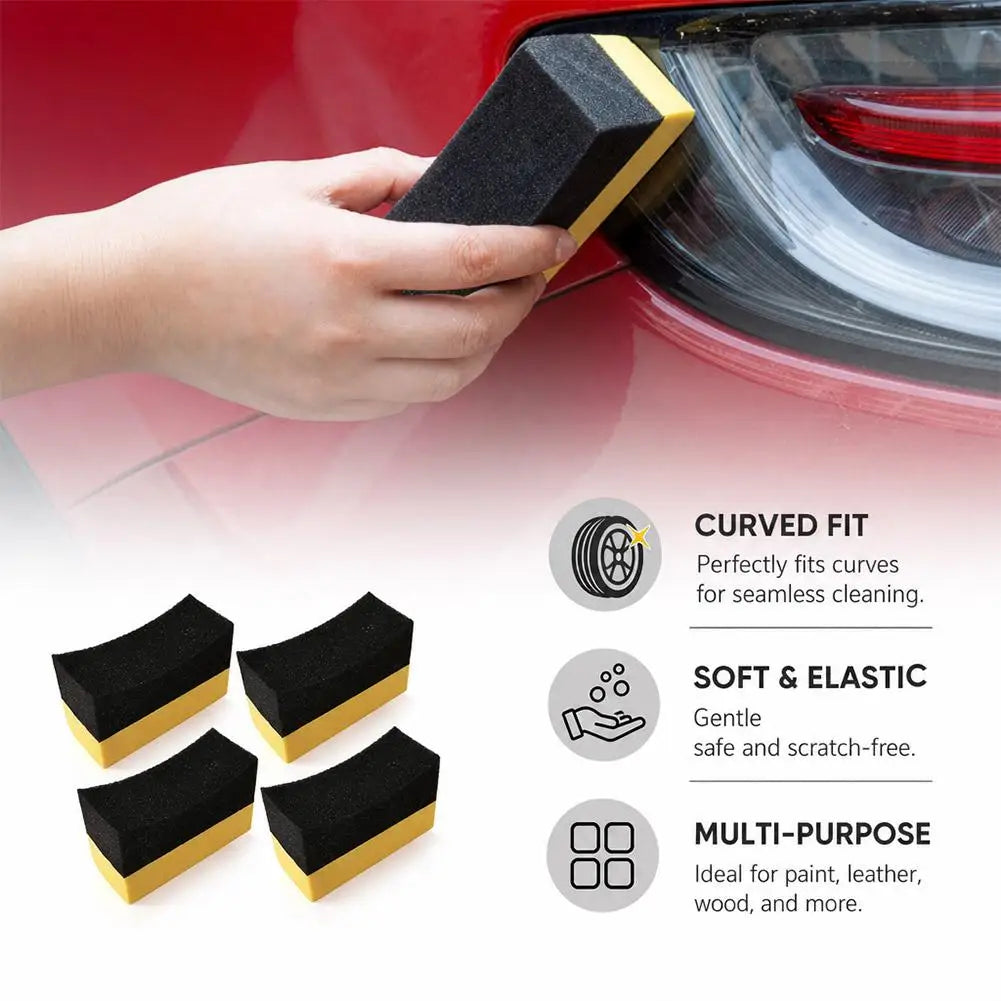 4pcs Auto Cleaning Sponge Brush Set for Car Wheel Tire Wash Wipe Water Suction Sponge Pad Wax Polishing Tyre Brushes Tools Peaceful Pleasures Health and Wellness