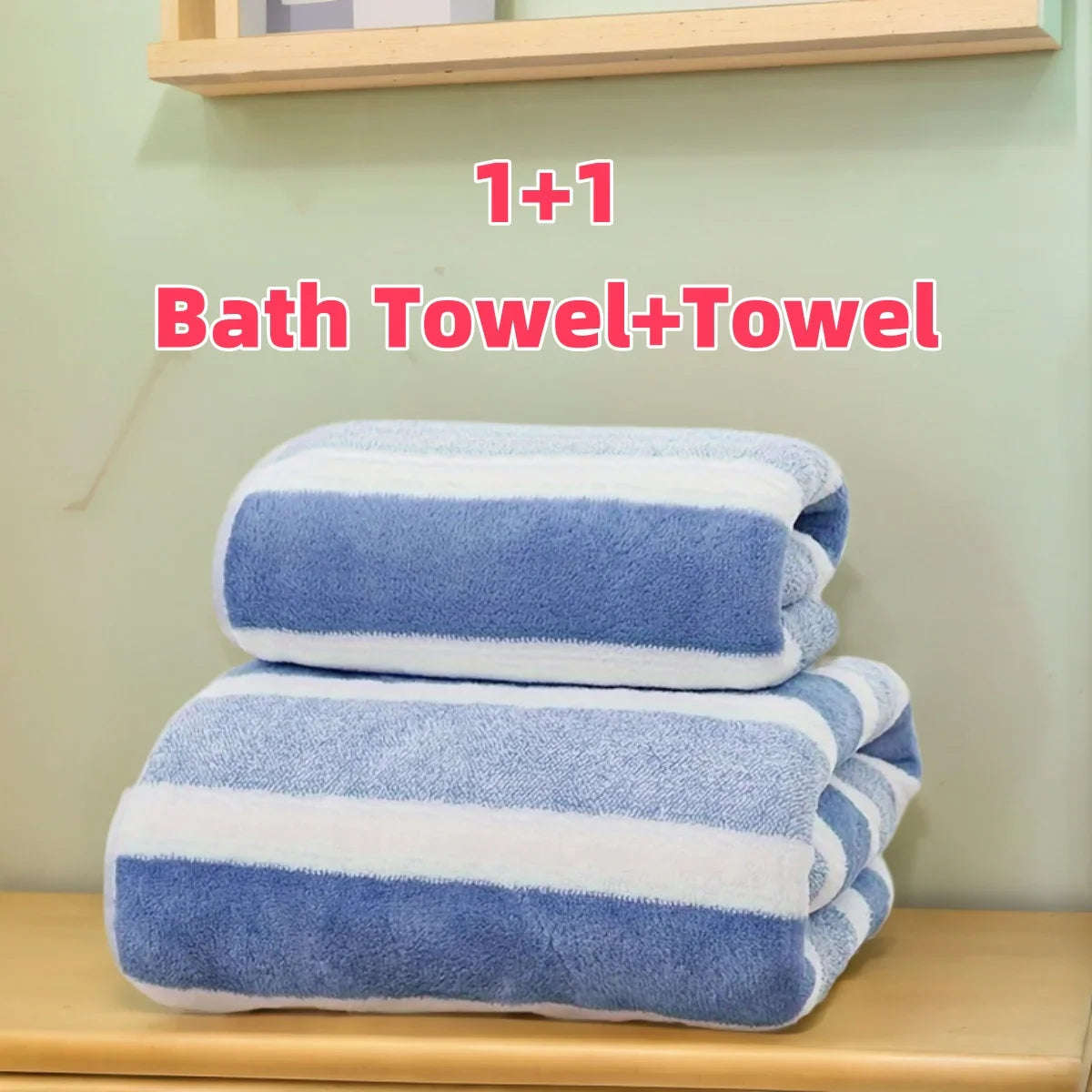2-Pack Quick-Dry Striped Bath & Hand Towel Set | Soft & Absorbent