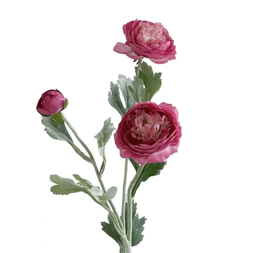 Silk Artificial Ranunculus 2-Head Faux Flower with Stem | 50cm