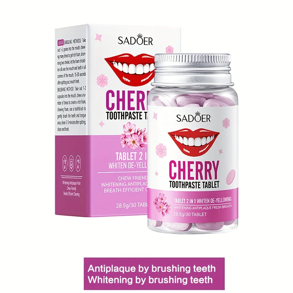 Sakura Flavored Solid Toothpaste Tablets, Deeply Cleaning Teeth, Chewable Toothpaste Tablet, Fresh Breath, Basic Oral Care 28.5g Peaceful Pleasures Health and Wellness WHITE